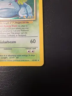 Pokemon TCG Venusaur Base Set Holo Unlimited Rare Card 15/102 LP Condition - Image 3