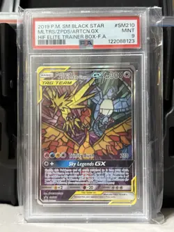 Pokemon Cards PSA 9 MINT Moltres Zapdos Articuno GX Hidden Fates ETB Promo SM210 - Image 1