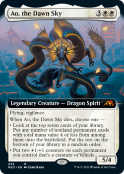 1 x Ao, the Dawn Sky - Foil - Extended Art - Kamigawa: Neon Dynasty - NM-Mint - - Image 1