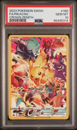 2023 POKEMON SWORD & SHIELD CROWN ZENITH #160 FULL ART/PIKACHU PSA GEM MINT 10 - Image 1