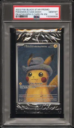 2023 POKEMON BLACK STAR PROMO PIKACHU VAN GOGH CELLO PACK PSA 10 - Image 1