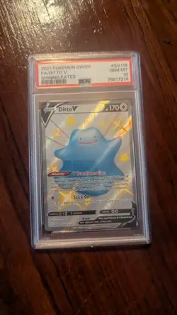 Gem Mint Psa 10 Graded Holo Shiny Ditto V Pokemon CardDITTO V #SV118 RARE - Image 1