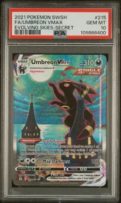 2021 POKEMON SWORD & SHIELD EVOLVING SKIES SECRET FULL ART/UMBREON VMAX PSA 10 - Image 1