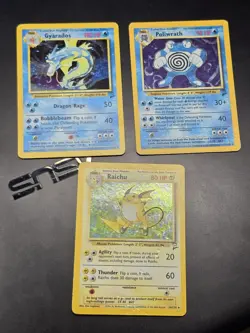 2nd Edition Base Poliwrath Gyarados Raichu Pokemon Cards Lot - Image 1