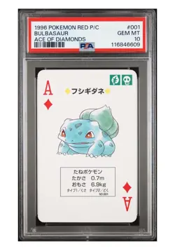 Bulbasaur PSA 10 Pokemon Red Playing Card #001 Ace of Diamonds Poker Charizard - Image 2