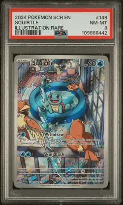 2024 POKEMON SCR EN-STELLAR CROWN ILLUSTRATION RARE #148 SQUIRTLE PSA 8 - Image 1