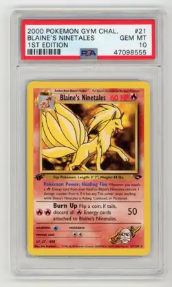 PSA 10 Pokemon Blaine's Ninetales #21 - 1st Edition Gym Challenge RARE LOW POP - Image 1