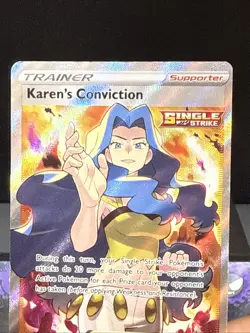 Pokemon Card Karen's Conviction 193/198 Chilling Reign Set Rare Trainer Played - Image 2