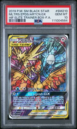 2019 POKEMON SM BLACK STAR PROMO FULL ART/MOLTRES & ZAPDOS & ARTICUNO GX PSA 10 - Image 1