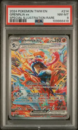 2024 POKEMON TWM EN-TWILIGHT MASQUERADE #214 GRENINJA EX PSA 8 - Image 1