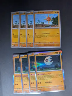 4 x Lunatone 074/132 & 4 x Solrock 075/132 playset Pokemon TCG Mega Evolution - Image 1