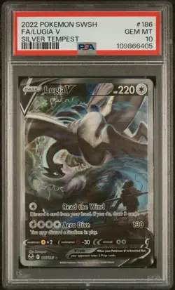 2022 POKEMON SWORD & SHIELD SILVER TEMPEST #186 FULL ART/LUGIA V PSA 10 - Image 1