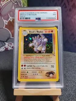 2000 POKEMON GYM HEROES HOLO #2/132 BROCK'S RHYDON PSA 7 NM RARE - Image 1