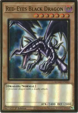 Yu-Gi-Oh Card - MAGO-EN003 - RED-EYES BLACK DRAGON (premium gold rare) - NM/Mint - Image 1
