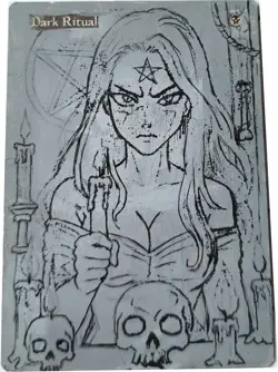 Hand Painted Altered Art Mtg Dark Ritual - Anime Girl - Image 2