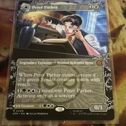 MTG Peter Parker Amazing Spider-Man 208 Mythic Foil Borderless Marvel Spider-Man - Image 1