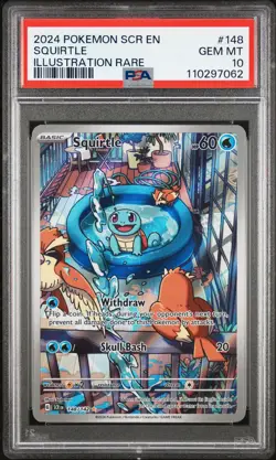 2024 POKEMON SCR EN-STELLAR CROWN ILLUSTRATION RARE #148 SQUIRTLE PSA 10 - Image 1