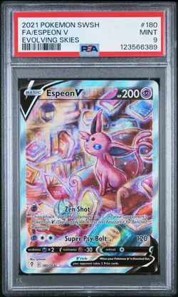 Espeon V PSA 9 Alt Art Evolving Skies Pokemon Card 180/203 Full Art 2021 - Image 1