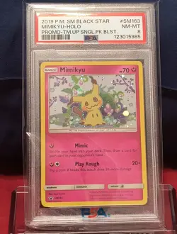 2019 PSA 8 POKEMON TEAM UP SM BLACK STAR PROMO MIMIKYU #SM163 HOLO - Image 1
