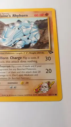 Pokemon Card - 1st Edition Blaine's Rhyhorn (65/132) Gym Challenge - Image 4