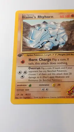 Pokemon Card - 1st Edition Blaine's Rhyhorn (65/132) Gym Challenge - Image 5