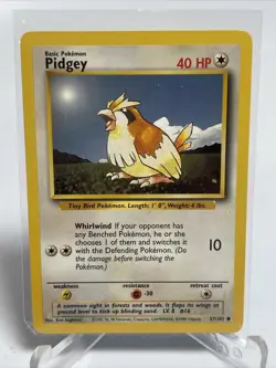 PIDGEY - Base Set - 57/102 - Common - Pokemon Card - Unlimited Edition - NM - Image 2