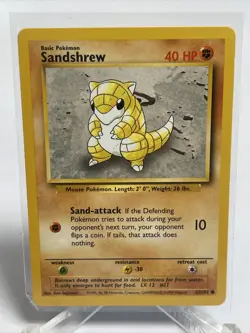 Sandshrew Unlimited Pokemon Base Set Common Card 62/102 NM Near Mint WOTC - Image 2