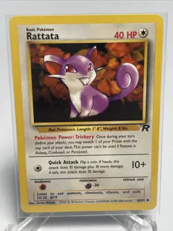 Rattata 66/82 Unlimited Team Rocket LP-NM Vintage Pokemon Card WOTC 2000 - Image 2