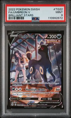 2022 POKEMON SWORD & SHIELD BRILLIANT STARS #TG22 FULL ART/UMBREON V PSA 9 - Image 1