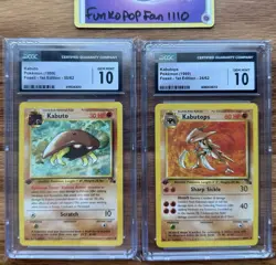 CGC 10 GEM MINT Kabuto Kabutops Fossil 1st Edition 50/62 24/62 Pokemon Card - Image 1