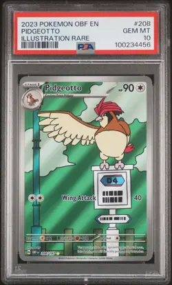 2023 Pokemon Obf En-Obsidian Flames #208 Pidgeotto Illustration Rare PSA 10 - Image 1