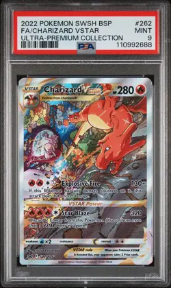 2022 POKEMON SWSH BLACK STAR PROMO #262 FULL ART/CHARIZARD VSTAR PSA 9 - Image 1