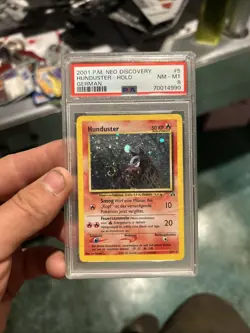 2001 Pokemon GERMAN Unlimited Neo Discovery Hunduster-Houndour Holo 5/75 PSA 8 - Image 1