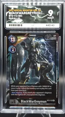 BlackWarGreymon - BT2-112 SEC Parallel - ACE Grade 9 MINT - Digimon Card Game - Image 2