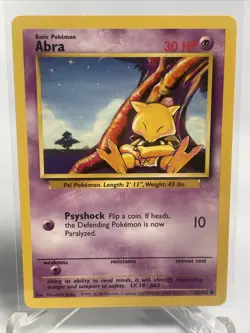 Abra 43/102 1999 Base Set Non-Holo English Pokemon Card NM - Image 2