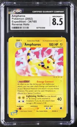 CGC 8.5 Ampharos 34/165 Reverse Holo Expedition Pokemon Card - Image 1