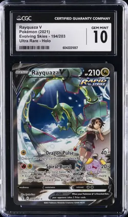2021 POKEMON EVOLVING SKIES RAYQUAZA V CGC 10 - Image 1