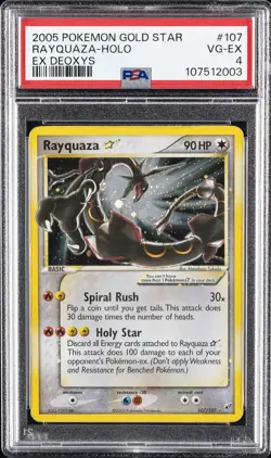 2005 POKEMON EX DEOXYS GOLD STAR #107 RAYQUAZA-HOLO PSA 4 - Image 1