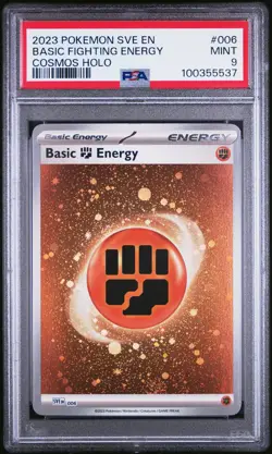 2023 POKEMON SVE EN-BASIC ENERGIES COSMOS HOLO #006 BASIC FIGHTING ENERGY PSA 9 - Image 1