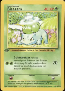 1999 Pokemon GERMAN 1st Edition Base Set Bisasam-Bulbasaur 44/102 EX-MT - Image 1