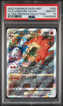 2022 POKEMON SWSH BLACK STAR PROMO #262 FULL ART/CHARIZARD VSTAR PSA 10 - Image 1