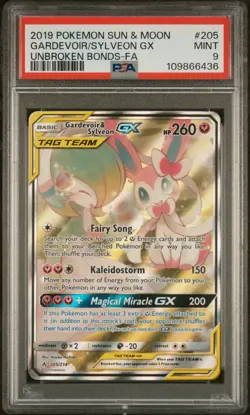 2019 POKEMON SUN & MOON UNBROKEN BONDS FULL ART/GARDEVOIR & SYLVEON GX PSA 9 - Image 1