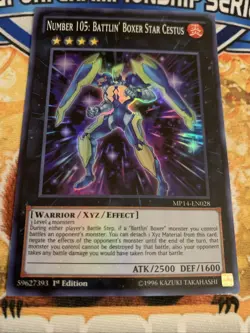 Yugioh Number 105: Battlin' Boxer Star Cestus MP14-EN028 1st Edition NM - Image 1