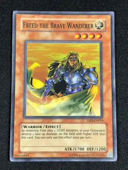 YUGIOH FREED THE BRAVE WANDERER DR2-EN014 SUPER PLAY/EDGE WEAR - Image 1