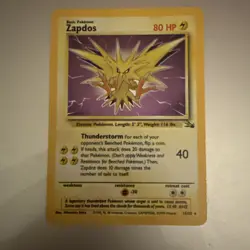 Pokemon TCG Zapdos Holo Rare Card 15/62 Excellent Condition - Image 1
