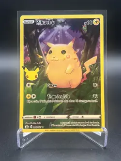 Pikachu 5/25 Pokemon Celebrations 25th Anniversary Base Set Full Art Card - Image 1