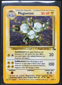 Pokemon 1999 Fossil Magneton 11/62 Unlimited English HP - Image 1