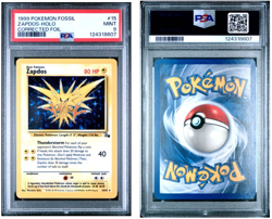 PSA 9 MINT Zapdos 15/62 Fossil Holo Rare Corrected Foil Vintage Pokemon TCG - Image 1