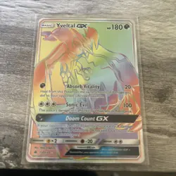 2018 Pokemon Forbidden Light Yveltal GX Rainbow Secret Rare 137/131 NM-MT - Image 1
