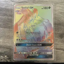 2018 Pokemon Forbidden Light Yveltal GX Rainbow Secret Rare 137/131 NM-MT - Image 2